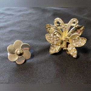 Scarf Clips Silver Tone Metal Vintage Bling Pair